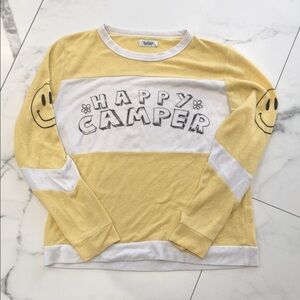 Lauren Moshi Yellow and White Happy Camper Sweatshirt